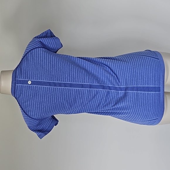 Lululemon blue stripe short sleeve logo shirt-8 - Picture 3 of 7